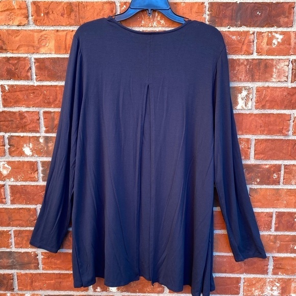 J.Jill Womens Large Tall Blue Cardigan Split Black Minimalist Lagen Look Capsule - Picture 3 of 9